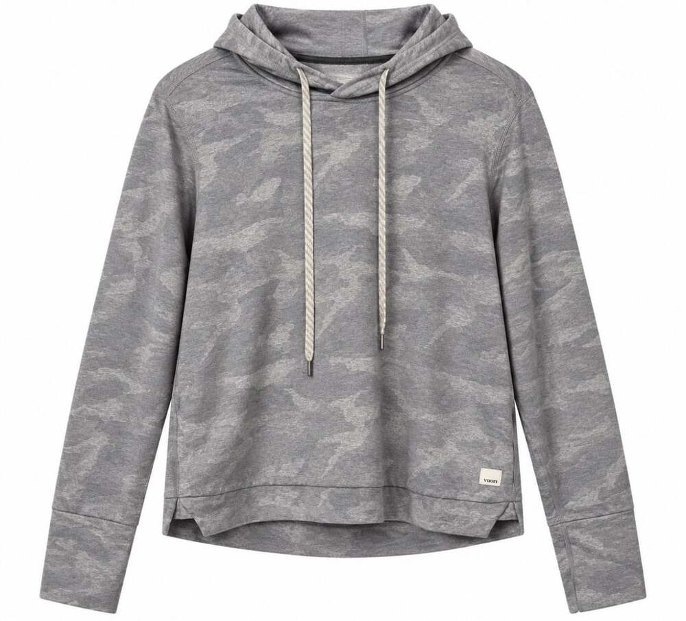 Vuori Women’s Halo Essential Hoodie Gray Camo Pullover Size Small